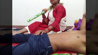 Indian hot sexy telugu bhabi ki chudai red sute me with Hindi audio Video