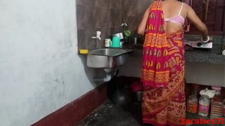 Indian Telugu Red saree Kitchen Sex In Horny Bhabi Video
